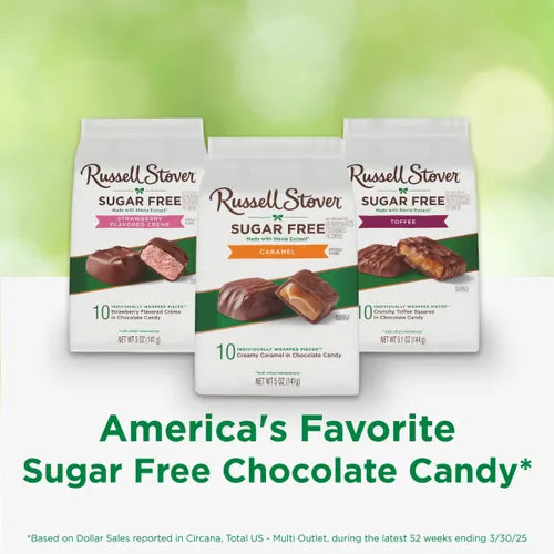Russell Stover Chocolates Sugar Free Caramels Mini Chocolate Candies, 5 oz bag