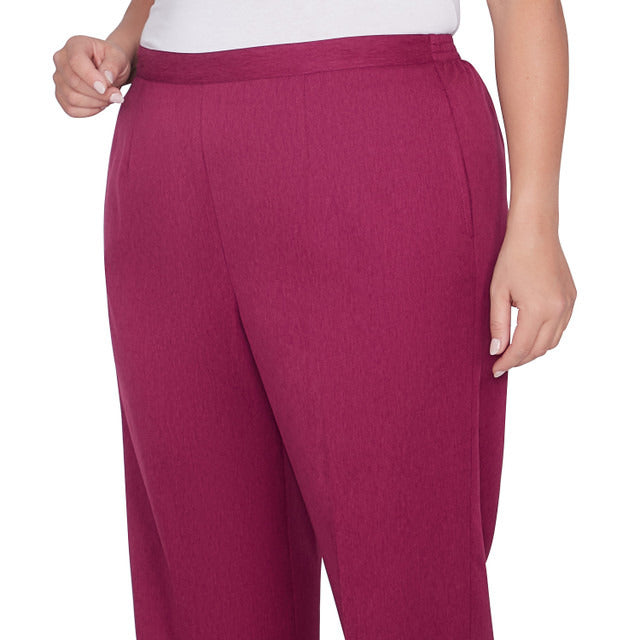 Alfred Dunner Women's Classic Faux Suede Slant Pocket Medium Length Pant - WINE