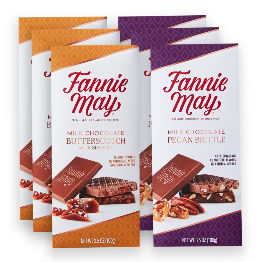 Fannie May Milk Chocolate Premium Bars - 6 Bars