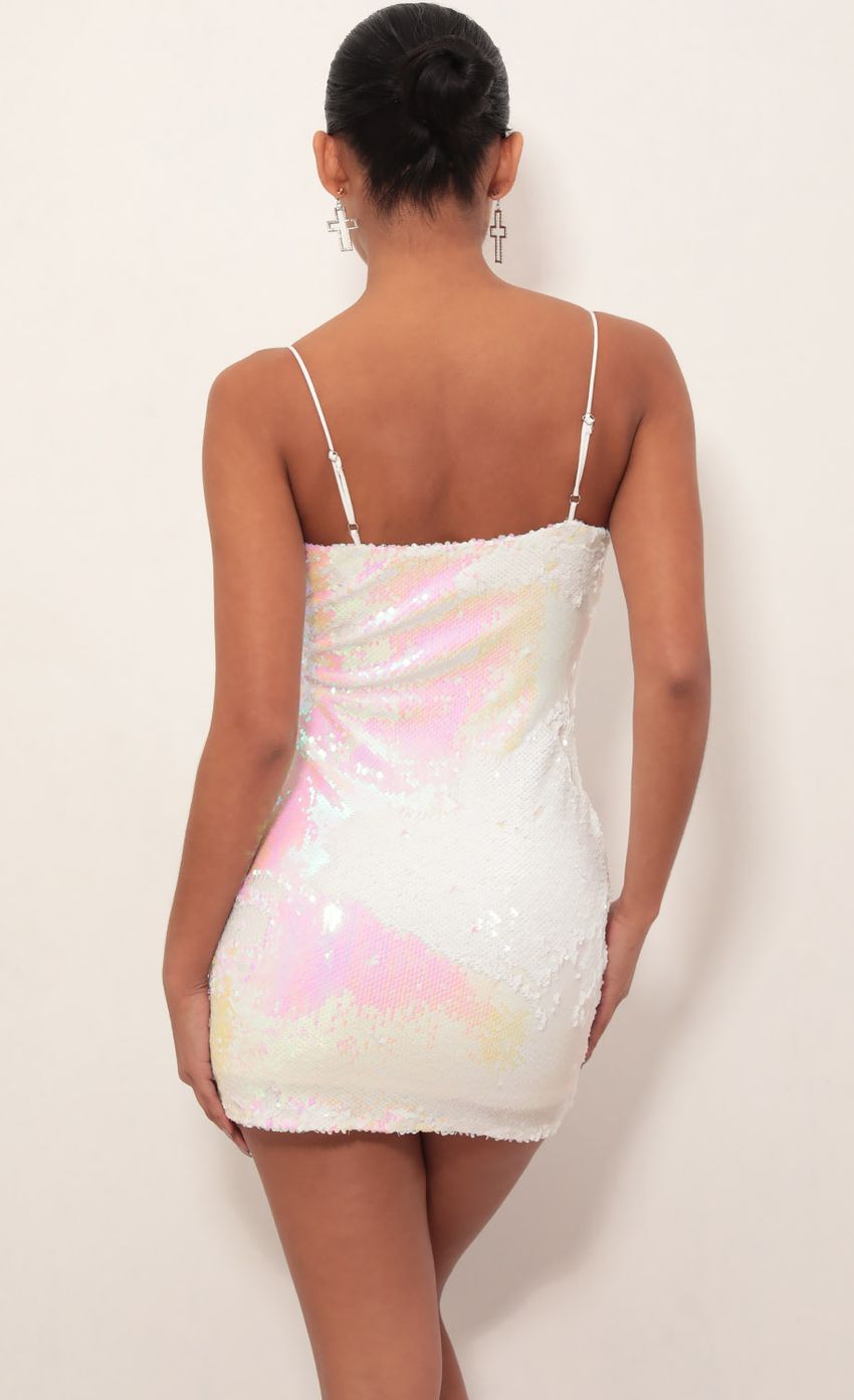 Lucy In The Sky Iridescent Bodycon Dress in White