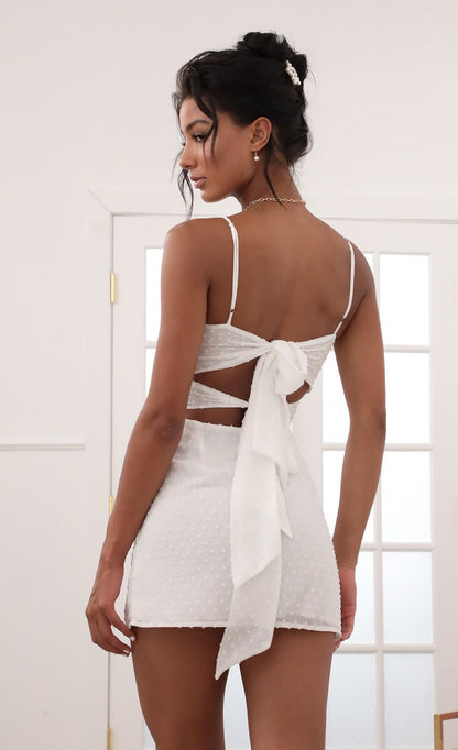 Lucy In The Sky Front Twist Chiffon Dress in White