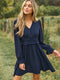 Cupshe Navy Ruched Waist Ruffle Cuff Mini Dress (x2)