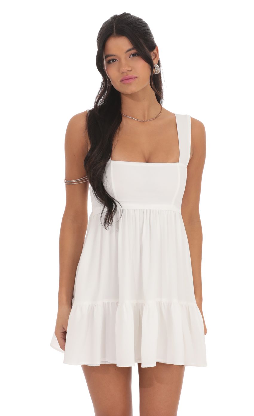 Lucy In The Sky Square Neckline Dress in White