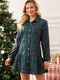 Cupshe Green Plaid Collared Flounce Hem Mini Shirt Dress