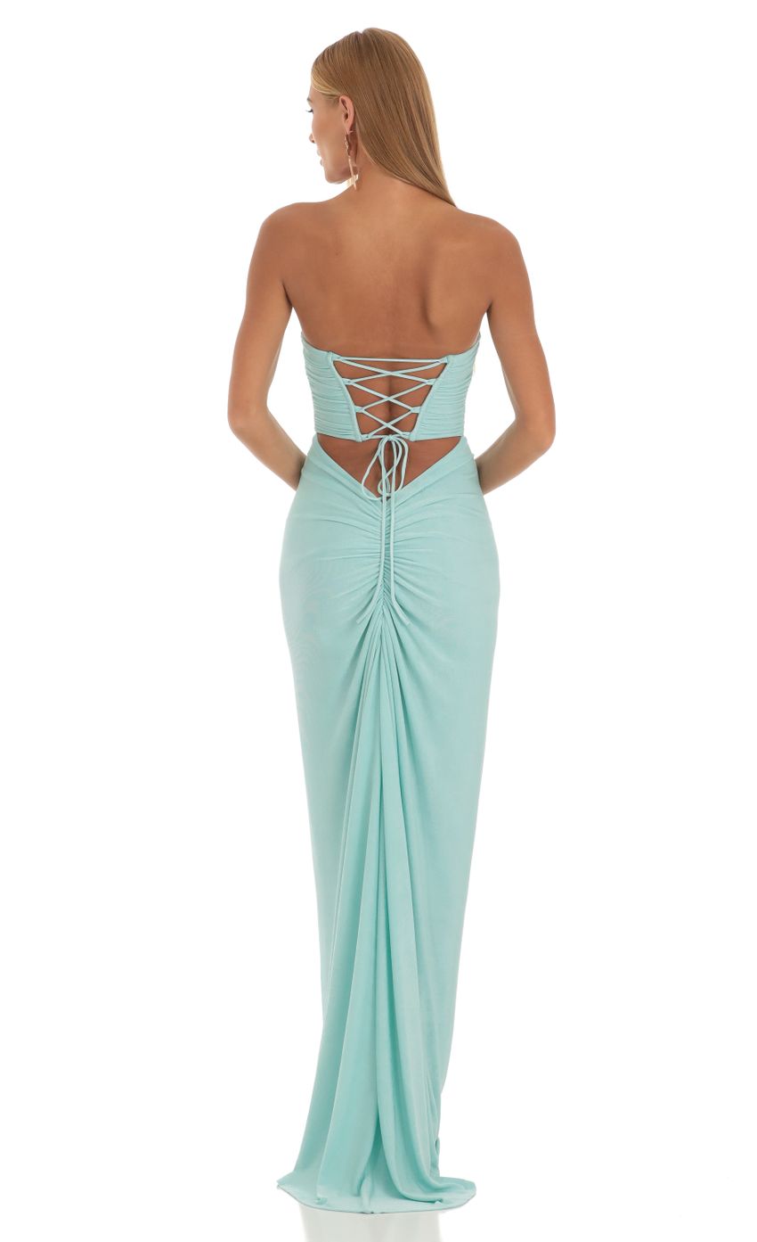 Lucy In The Sky Corset Strapless Dress in Mint Blue