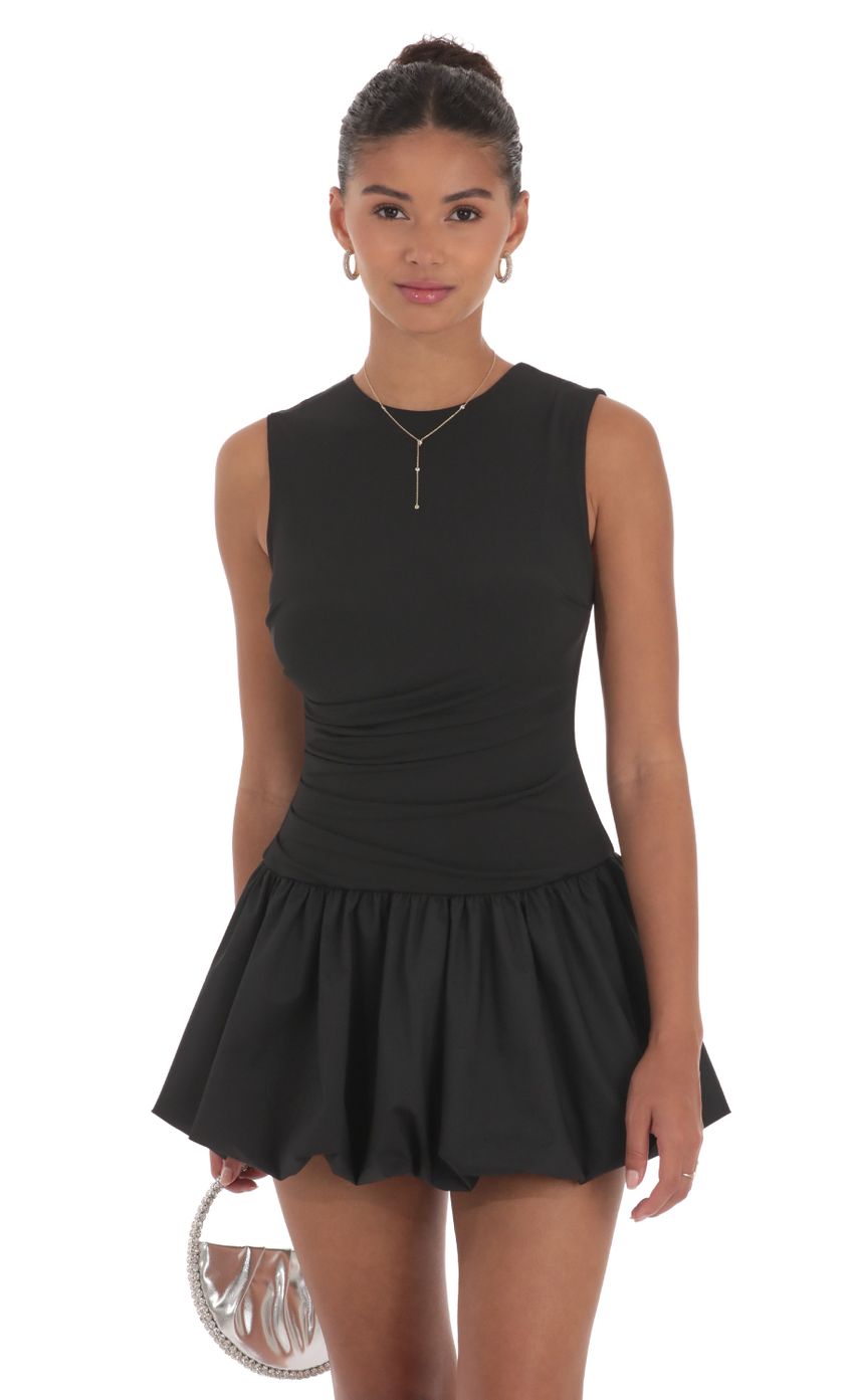Lucy in the Sky High Neck Bubble Dress in Black