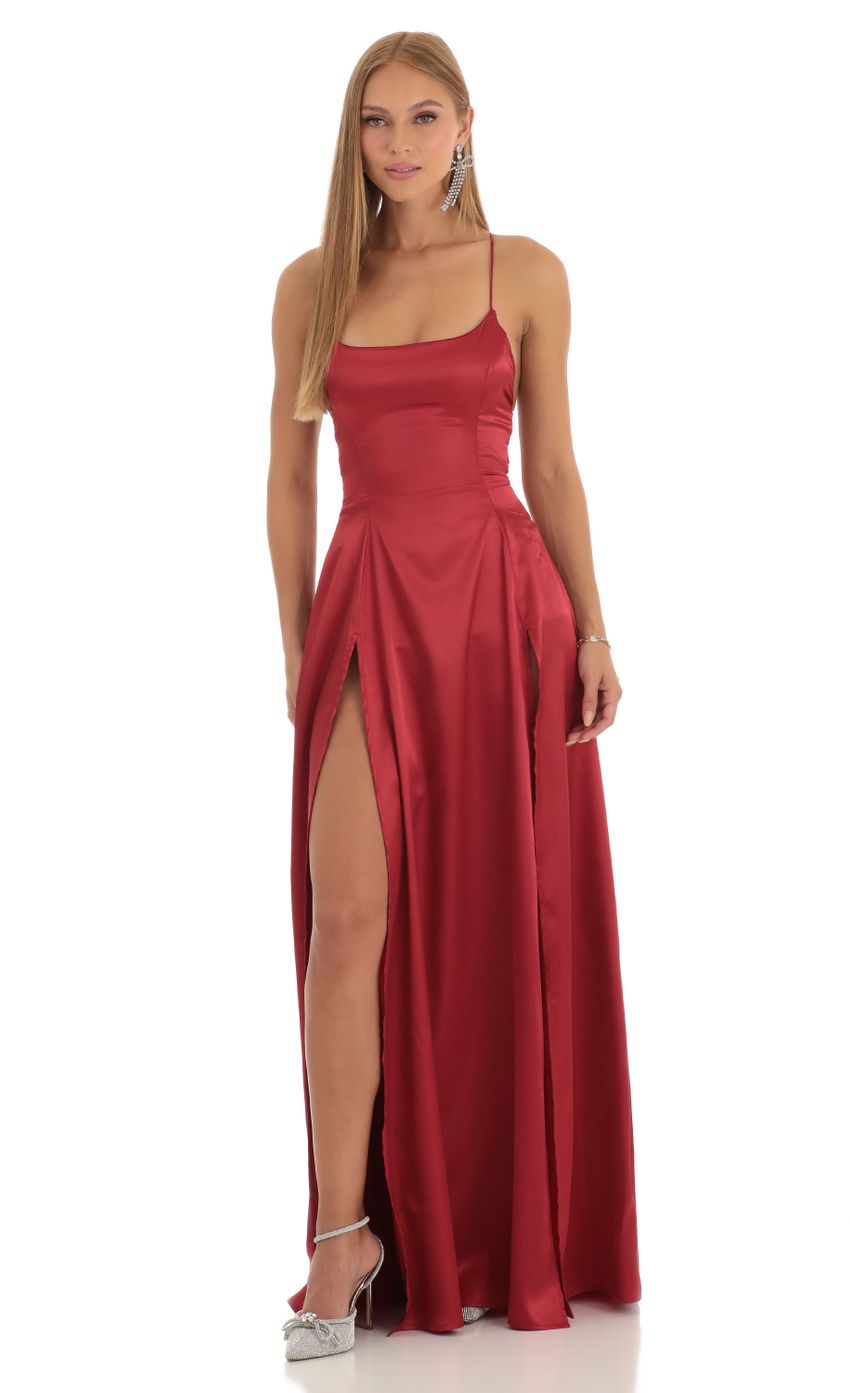 Lucy In The Sky Slit Maxi Dress in Red