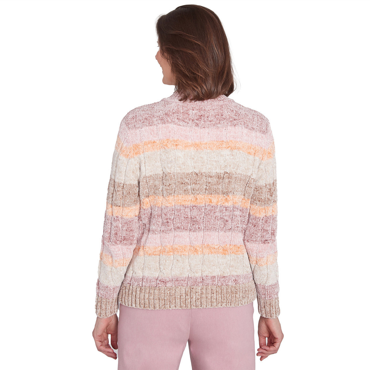 Alfred Dunner Women's Chenille Spray Dyed Stripe Sweater