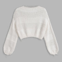 Cupshe x JoJo White Soft Snow Fuzzy Cutout Knit Sweater