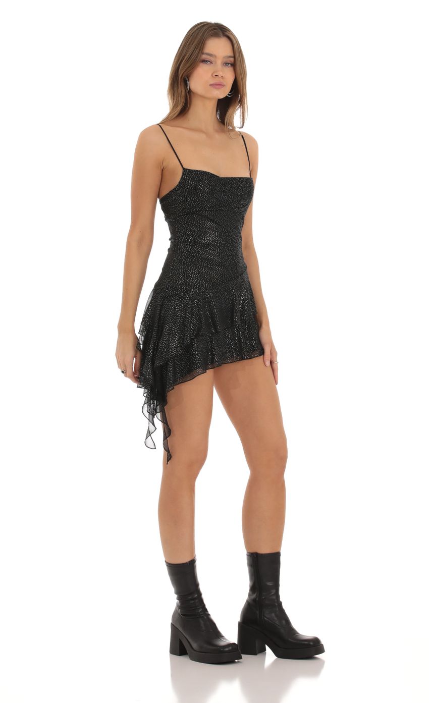 Lucy In The Sky Hadleigh Shimmer Mesh Tassel Dress in Black