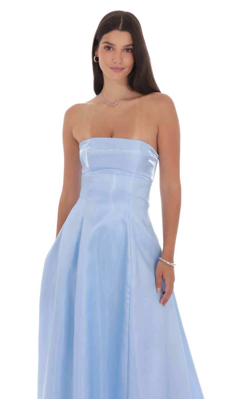 Lucy In The Sky Sheen Empire Waist Maxi Dress in Blue