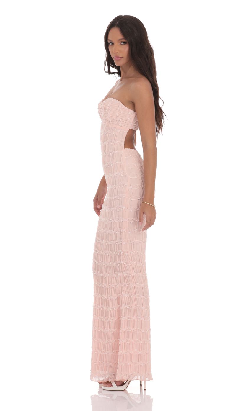 Lucy In The Sky Smocked Strapless Maxi Dress in Pink
