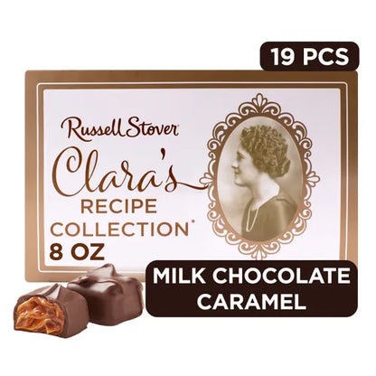 Russell Stover Chocolates Clara's Recipe Milk Chocolate Caramel, 8 oz. Box