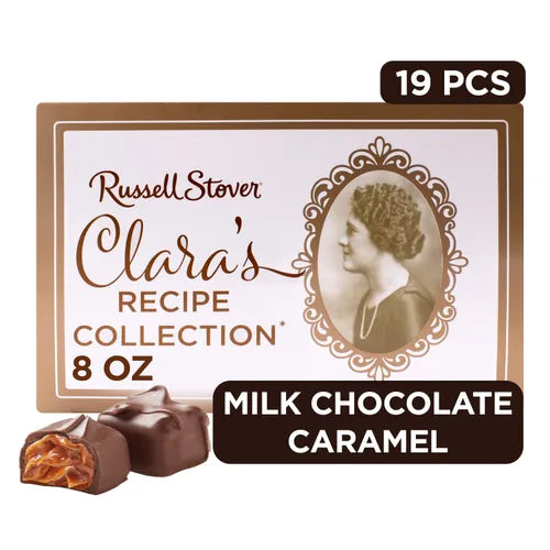 Russell Stover Chocolates Clara's Recipe Milk Chocolate Caramel, 8 oz. Box