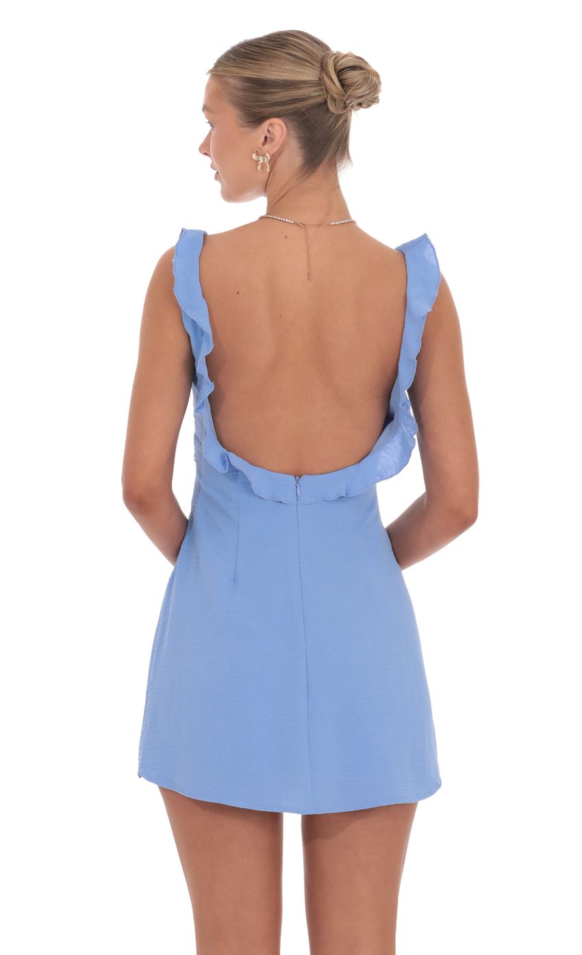 Lucy In The Sky Ruffle V-Neck Dress in Light Blue