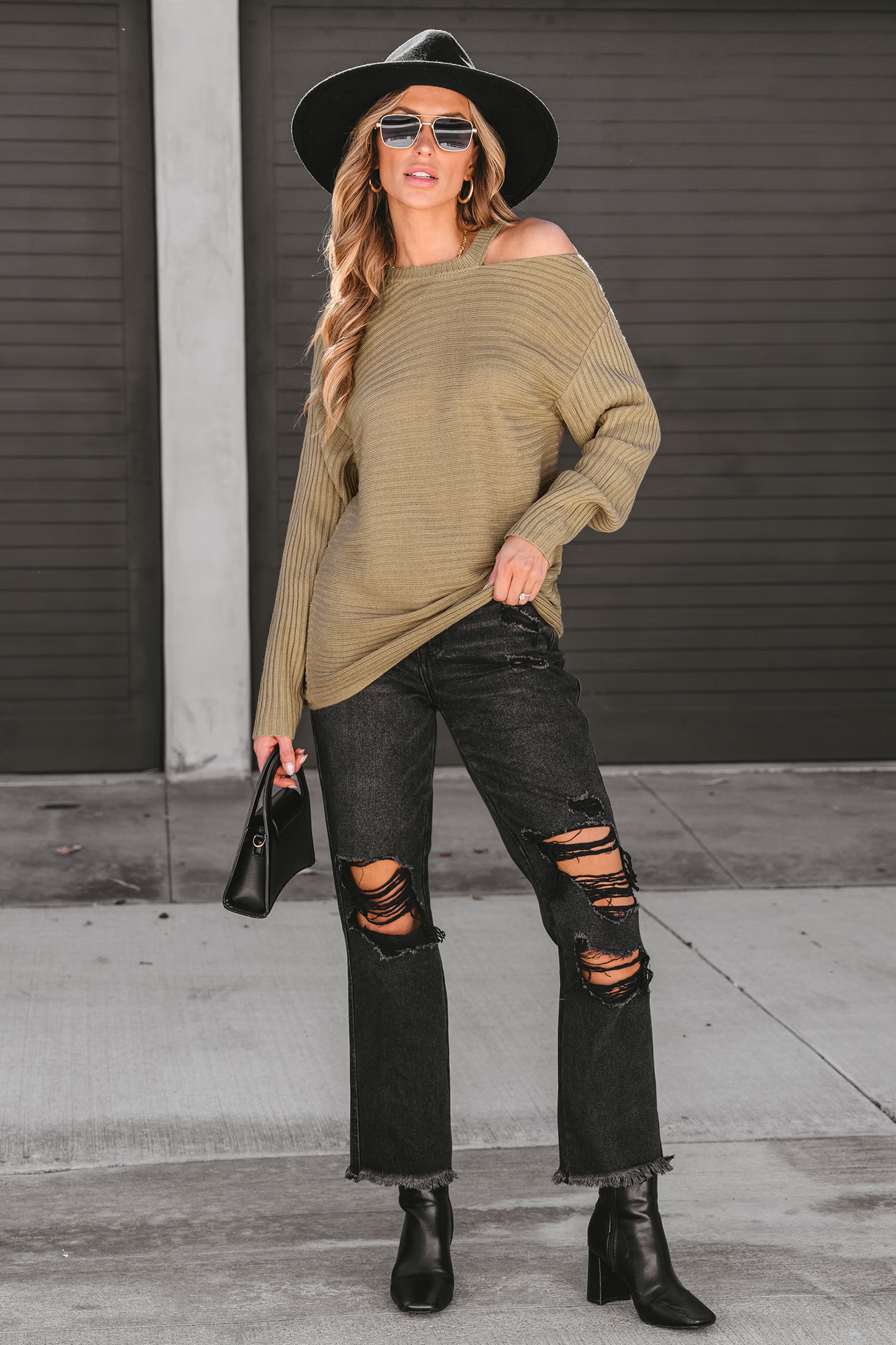 Cupshe Latte Ribbed Cutout Sweater (x2)