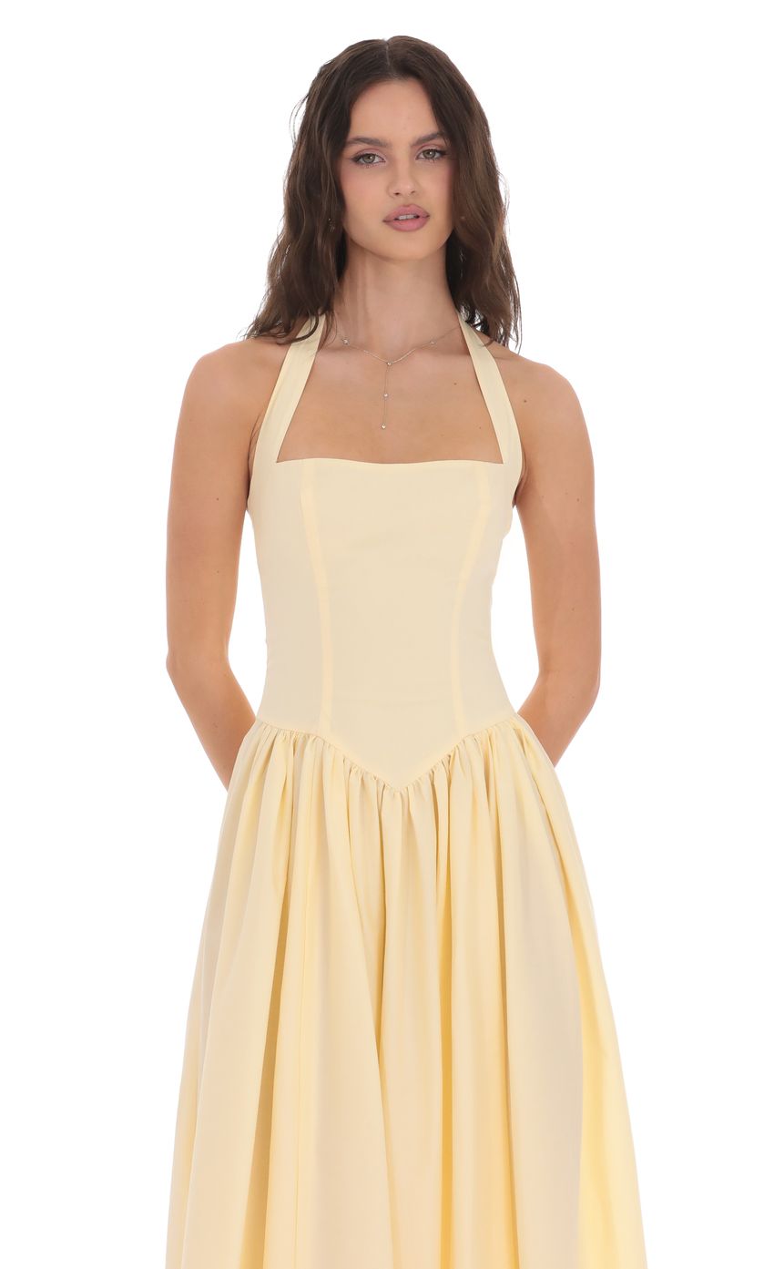 Lucy In The Sky Halter Midi Dress in Yellow
