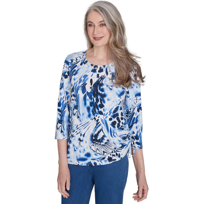 Alfred Dunner Women's Abstract Animal Print Three Quarter Sleeve Tee