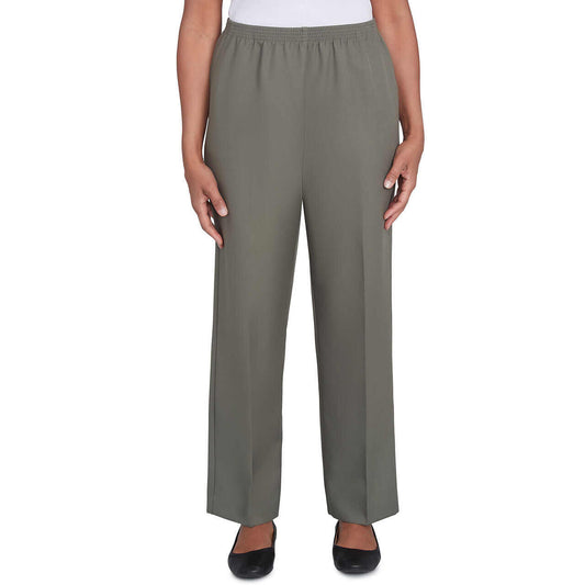 Alfred Dunner Women's Classic Accord Elastic Waist Medium Length Pant - OLIVE