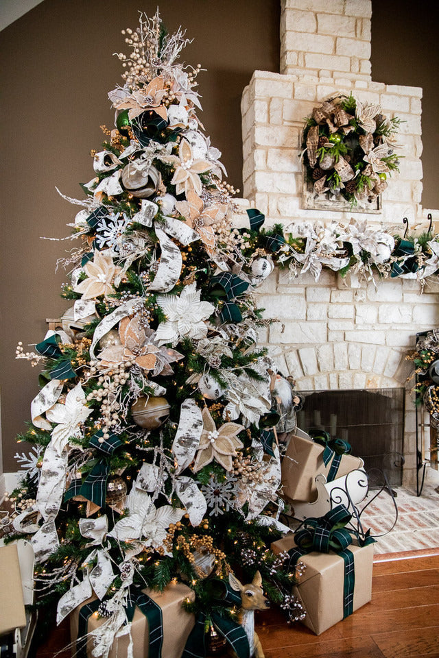 Decorator's Warehouse 22” x 14” Cork Burlap Poinsettia Stem