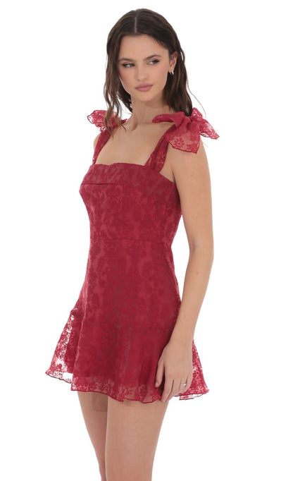 Lucy In The Sky Motif Pattern A-line Dress in Red