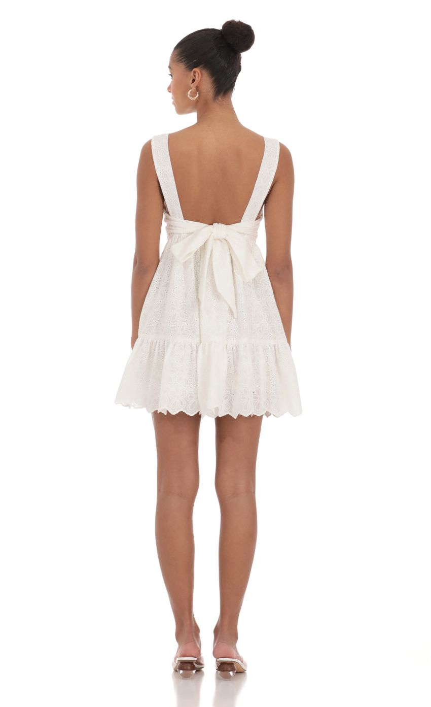 Lucy In The Sky Floral Eyelet Babydoll Dress in White
