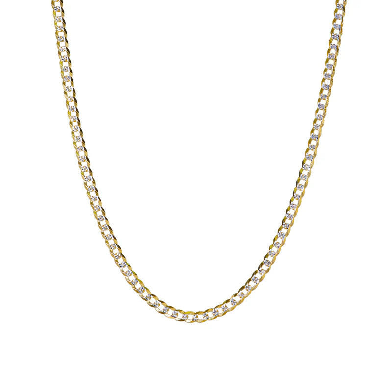 ARGENTO VIVO THE TWO TONE PAVE CURB CHAIN NECKLACE