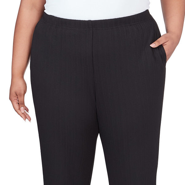 Alfred Dunner Women's Ribbed Black Pant