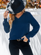 Cupshe Cobalt Blue Ribbed Knit V-Neck Long Sleeve Top (x2)