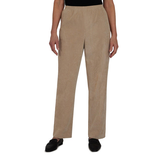 Alfred Dunner Women's Corduroy Short Length Pant - TAN