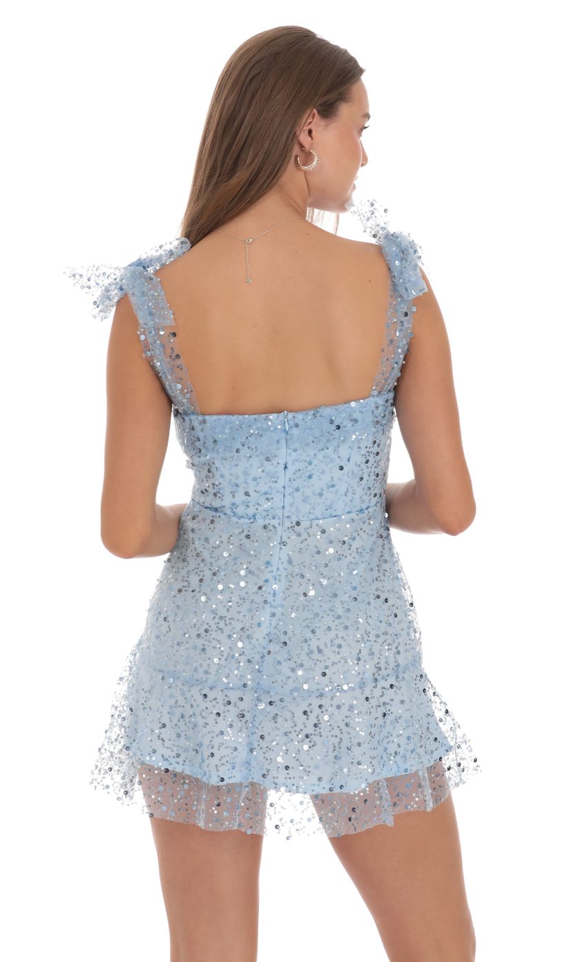 Lucy In The Sky Sequin Beaded A-line Dress in Sky Blue