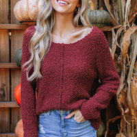 Cupshe Burgundy Popcorn Knit Sweater (x2)