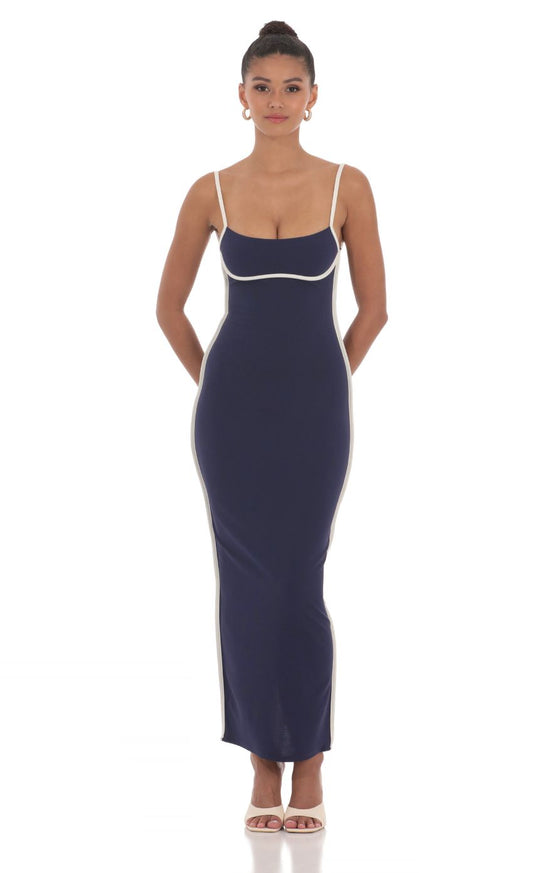 Lucy In The Sky Outline Maxi Dress in Navy