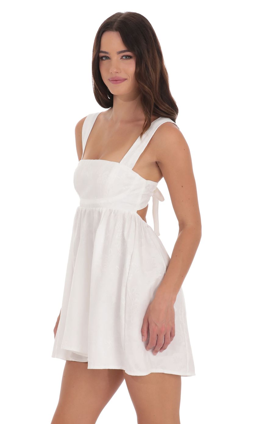 Lucy In The Sky Jacquard Babydoll Dress in White