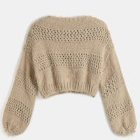 Cupshe x JoJo Camel Fuzzy Cutout Knit Sweater