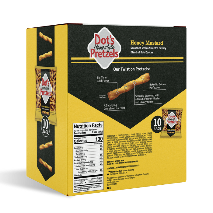 Dot's Homestyle Honey Mustard Seasoned Pretzel Twists, 1 oz Bags (10 Count)