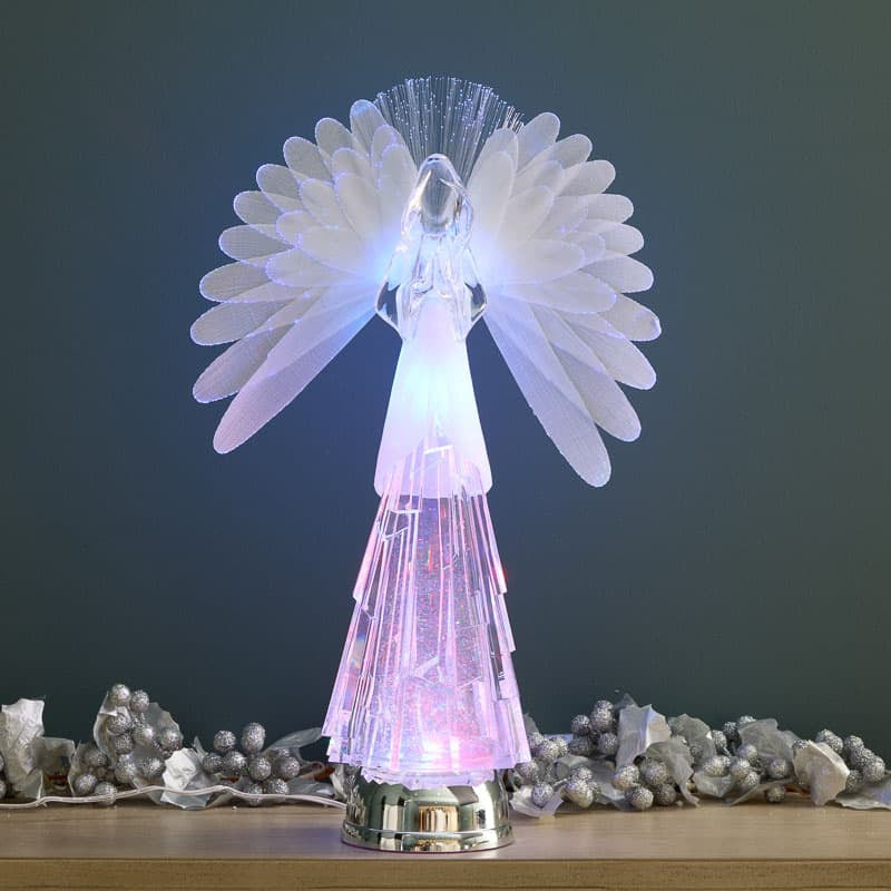 Cracker Barrel Fiber Optic Angel Glitter Globe