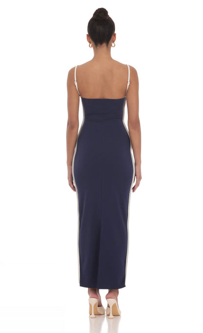 Lucy In The Sky Outline Maxi Dress in Navy