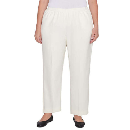 Alfred Dunner Women's Classic Accord Elastic Waist Medium Length Pant - IVORY