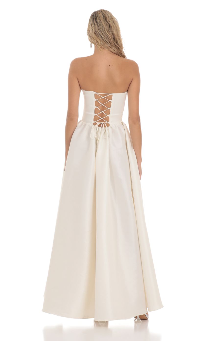 Lucy In The Sky Corset Strapless Gown Dress in White