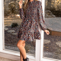 Cupshe Ditsy High Neck Blouson Sleeve Mini Dress