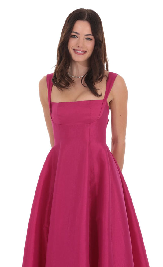 Lucy In The Sky Fit and Flare Maxi Dress in Pink