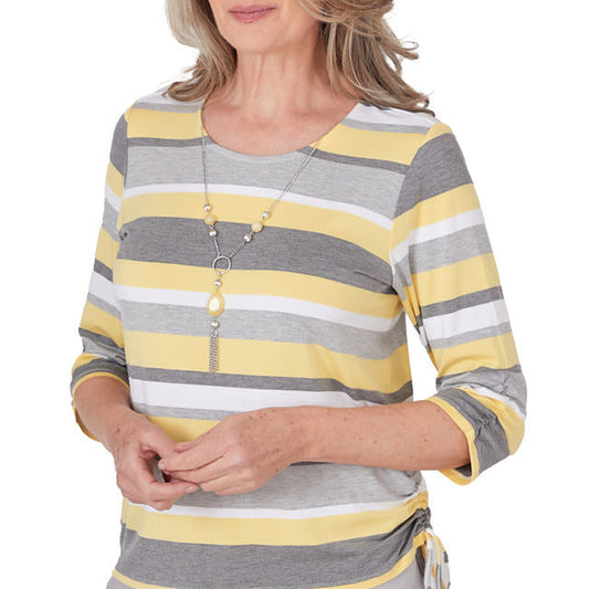 Alfred Dunner Women's Striped Top With Side Ruching