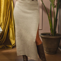 Cupshe x JoJo Khaki Split Hem Maxi Sweater Skirt (x2)