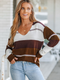 Cupshe Coffee Striped V-Neck Sweater (x3)