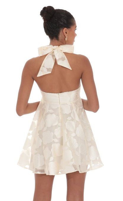 Lucy In The Sky Floral Flare Babydoll Dress in Cream