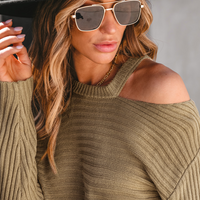 Cupshe Latte Ribbed Cutout Sweater (x2)