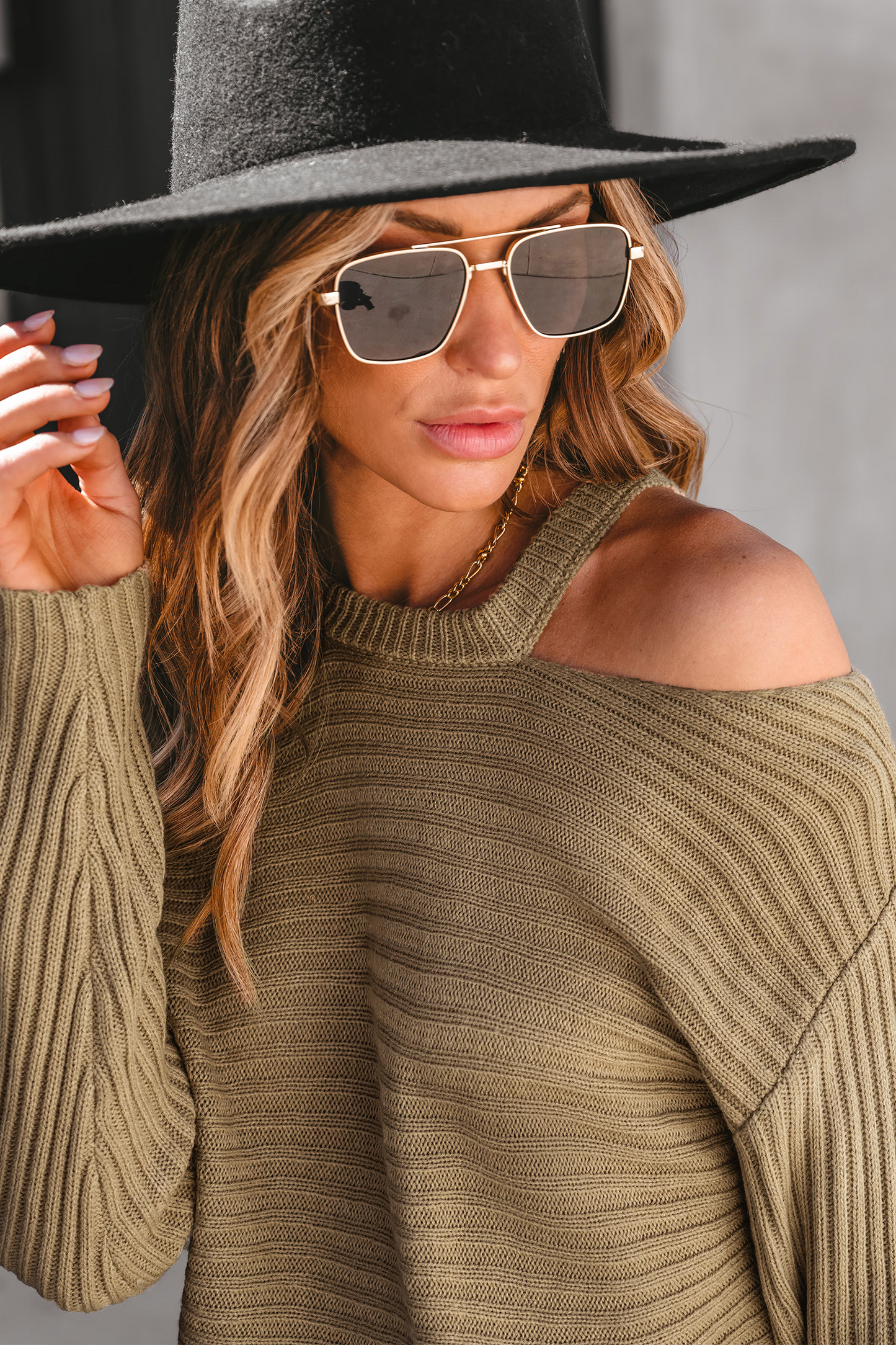 Cupshe Latte Ribbed Cutout Sweater (x2)