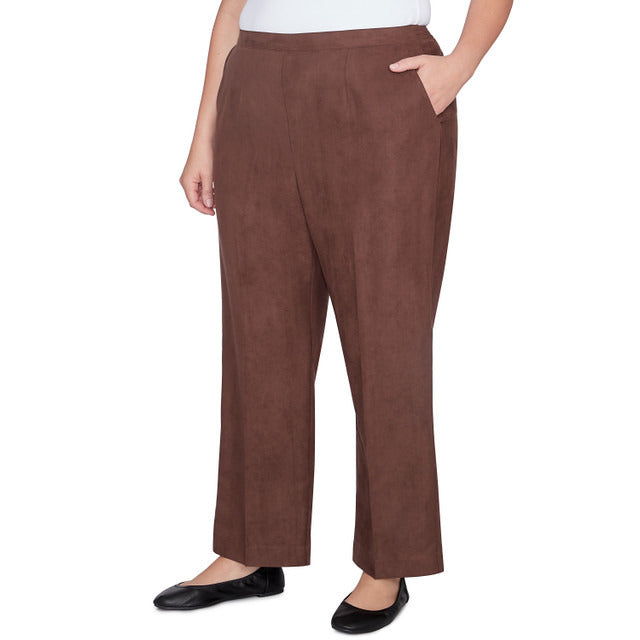 Alfred Dunner Women's Soft Microfiber Side Seam Pocket Medium Length Pant - CHOCOLATE (Copy)