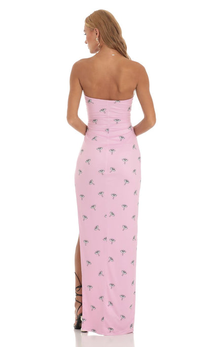 Lucy in the Sky Strapless Maxi Dress in Pink